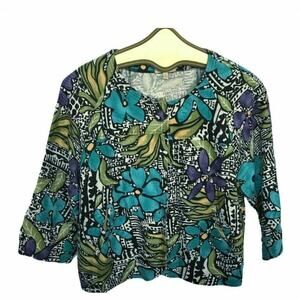 Choices Button front Art To Wear blazer jacket sz Small 3/4 sleeve
